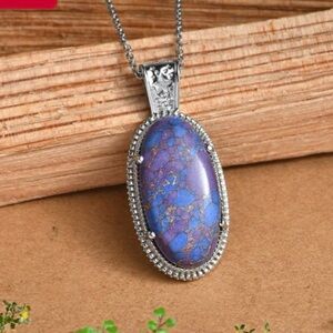 EverTrue Mojave Purple Turquoise 19.25 ctw Pendant Necklace in Stainless Steel